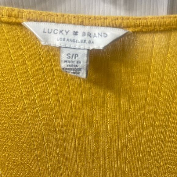 Lucky Brand Yellow Floral Print Vneck Boho Tassel Top Size Small - Picture 4 of 7